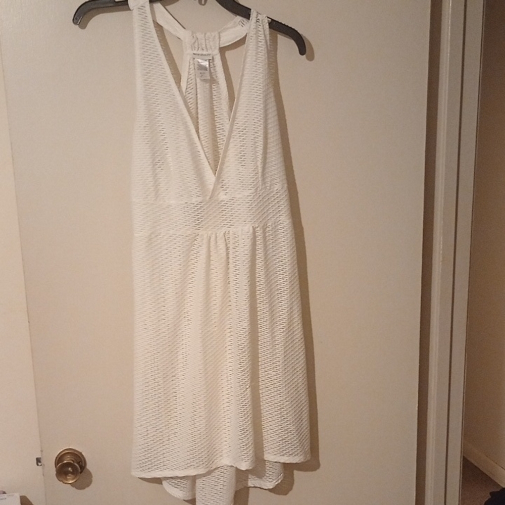 Chic White Swinsuit Cover Up with a halter neckline